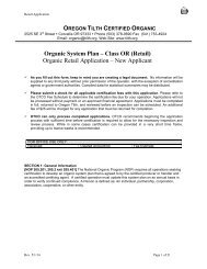 Organic System Plan â Class OR (Retail) Organic ... - Oregon Tilth