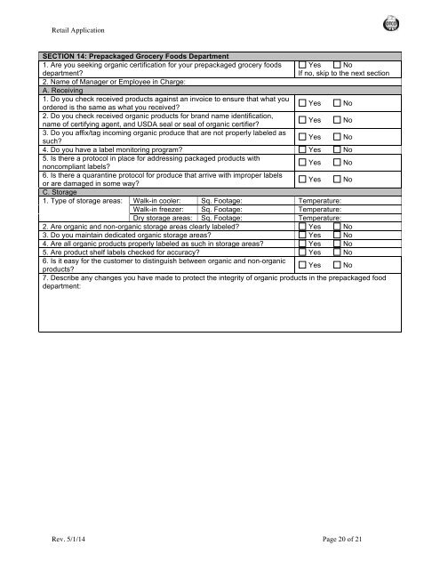 Organic System Plan â Class OR (Retail) Organic ... - Oregon Tilth