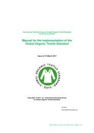 Manual for the implementation of the Global Organic Textile Standard