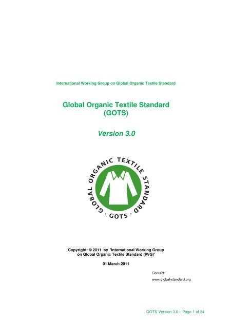 Global Organic Textile Standard (GOTS) Version 3.0