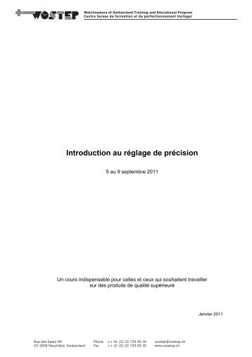 Intro au reglage de precision.pdf - WOSTEP