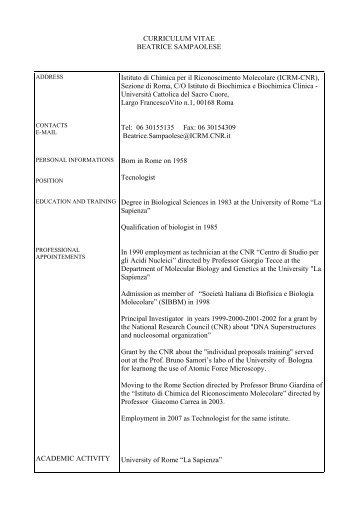 sampaolese - Istituto di Chimica del Riconoscimento Molecolare