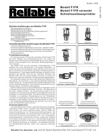 Bulletin 136 - Modell F1FR - Reliable Automatic Sprinkler Co.