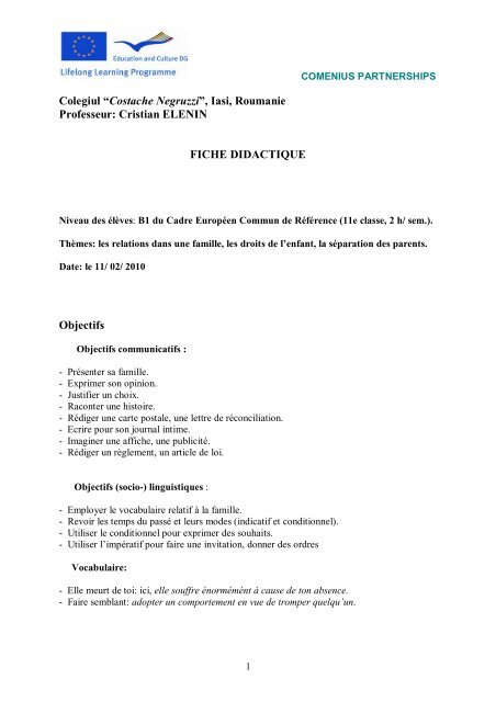 “Costache Negruzzi”, Iasi, Roumanie Professeur: Cristian ELENIN ...