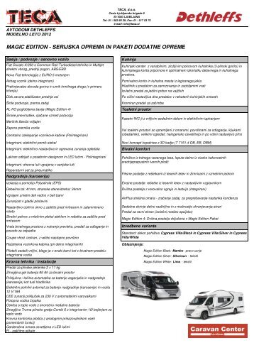 Serijska oprema in paketi dodatne opreme (pdf) - Caravan doo