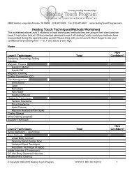 Healing Touch Techniques/Methods Worksheet