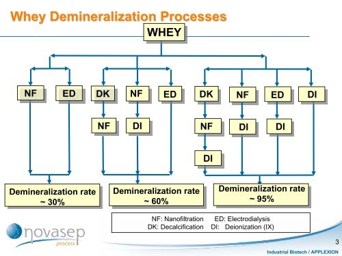 Whey Demineralization: Various Process Options According to Plant