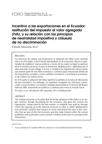 Incentivo a las exportaciones en el Ecuador - Repositorio UASB ...