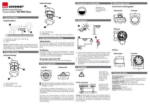 Bedienungsanleitung PrÃƒÂ¤senzmelder PD2 MAX Slave - Swisslux AG