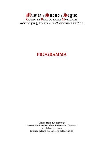 Programma, calendario delle lezioni e modulo partecipazione