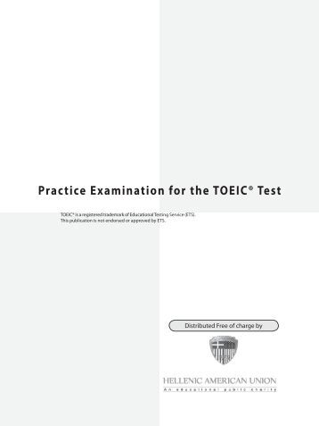 test toeic sample union american hellenic Union ® American Sample   Exam the for Hellenic Toeic Test