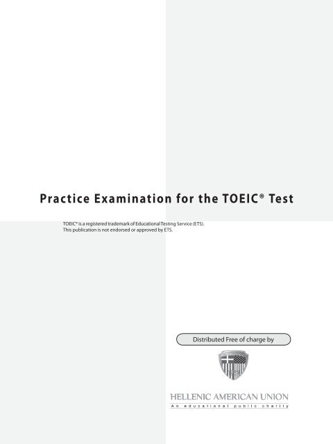 Practice Examination for the TOEIC® Test - Hellenic American Union