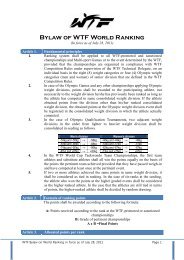 Bylaw of WTF World Ranking - World Taekwondo Federation