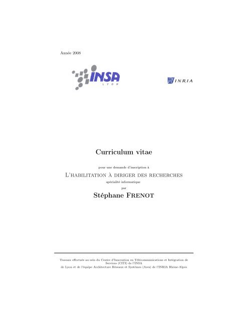 Curriculum Vitae Citi Members Personal Homepage Insa De Lyon