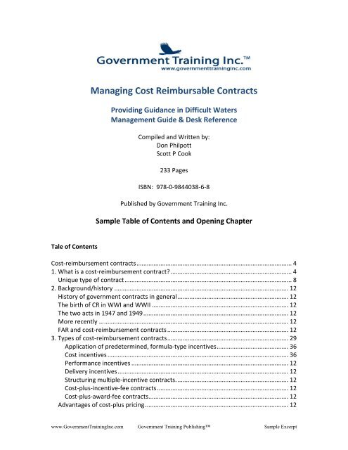 Managing Cost Reimbursable Contracts - Government Training Inc.