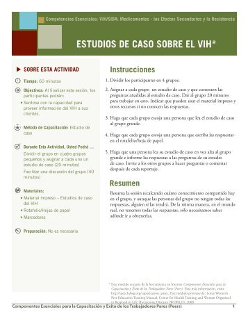 estUdios de caso sobre el viH* - Peer Education & Evaluation ...