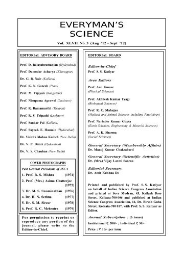 EVERYMAN'S SCIENCE - Indian Science Congress