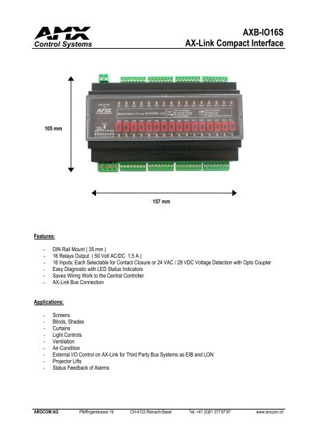 AXB-IO16S AX-Link Compact Interface - Arocom AG