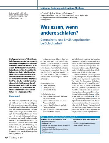 Was essen, wenn andere schlafen? Gesundheits- und ... - Springer