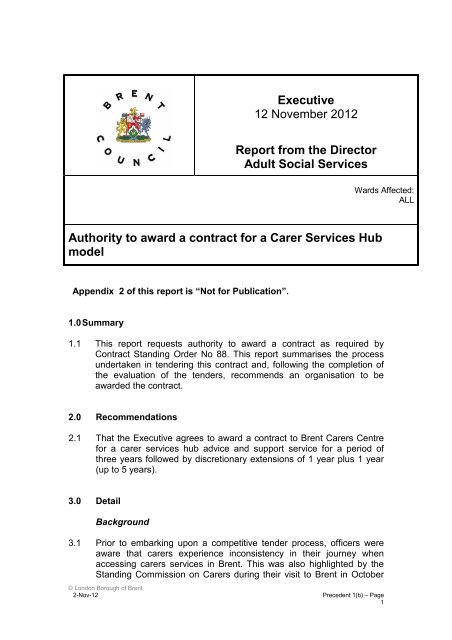 Carers Services Hub Model PDF 130 KB - Brent Council