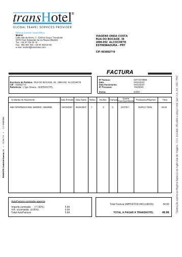 FACTURA - QueroViagens