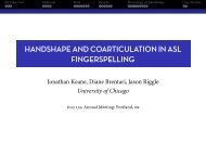 Handshape and coarticulation in asl fingerspelling - Jonathan Keane