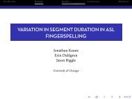 Variation in segment duration in ASL fingerspelling - Jonathan Keane