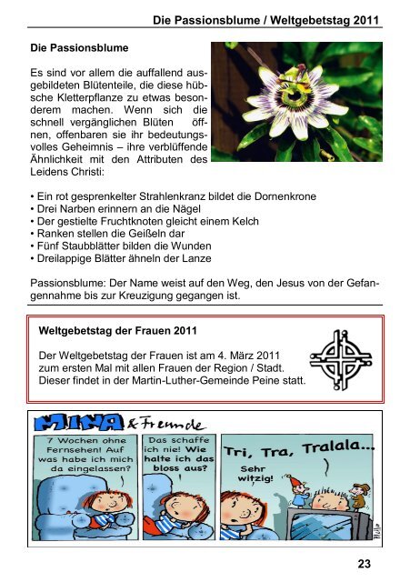 216. Ausgabe â Februar / MÃ¤rz 2011 - Kirchen im Landkreis Peine