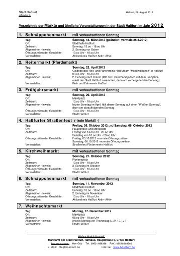 Märkteverzeichnis 2012 - 2015 - Haßfurt