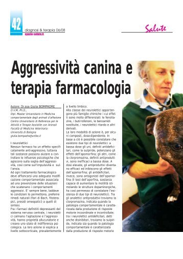 AggressivitÃ  canina e terapia farmacologia - Diagnosi e Terapia