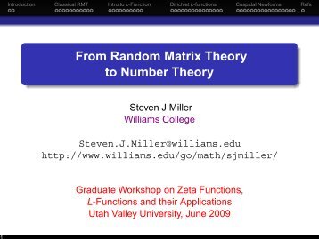 From Random Matrix Theory to Number Theory