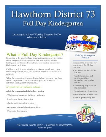 Kindergarten Flyer 4/11 - Hawthorn School District 73