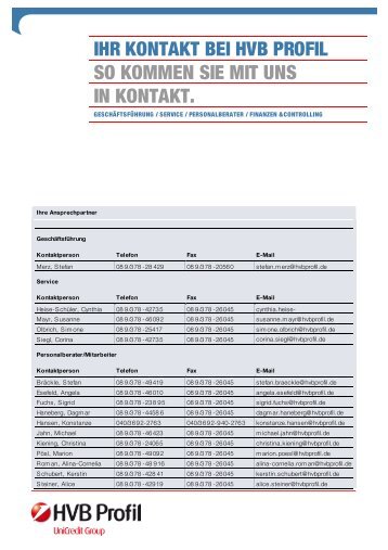 ihr kontakt bei hvb profil so kommen sie mit uns ... - HVB Profil GmbH