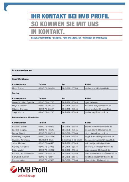 ihr kontakt bei hvb profil so kommen sie mit uns ... - HVB Profil GmbH