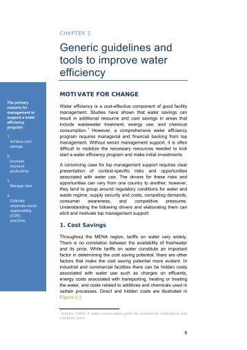 Generic guidelines and tools to improve water efficiency