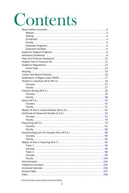 Contents - Hollins University