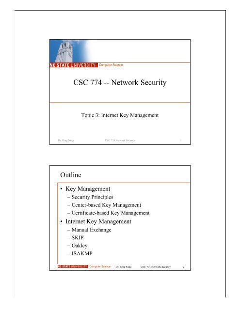 CSC 774 -- Network Security - Dr. Peng Ning