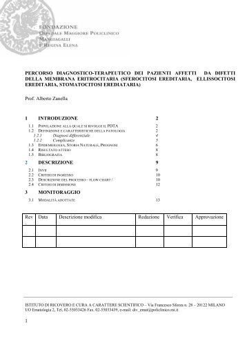 pazienti affetti da difetti della membrana eritrocitaria