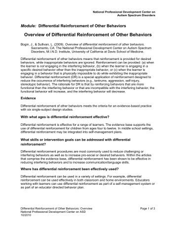 Overview of Differential Reinforcement of Other Behaviors - National ...