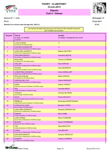 THOIRY - CLUB/PONEY 23-juin-2013 DÃ©parts Club 4 - Vitesse