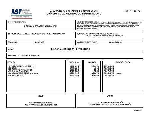 auditoria superior de la federación guía simple de archivos de ...