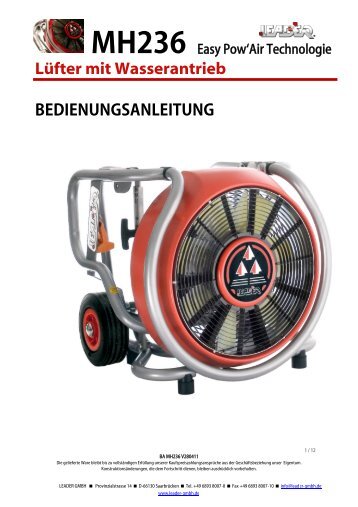 Bedienungsanleitung MH236 Easy Pow'Air ... - Leader GmbH