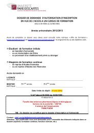 Dossier candidature VAP 85 2012-2013 - FacultÃ© de Pharmacie