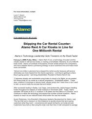 Alamo Rent A Car Kiosks in Line for One-Millionth Rental