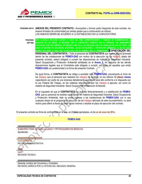 Modelo de contrato - Pemex Gas y Petroquímica Básica