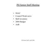 PH Senior Staff Meeting - Physics Department - CERN