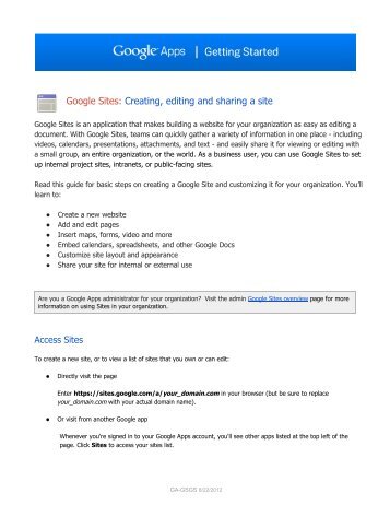 Google Sites: Creating, editing and sharing a site