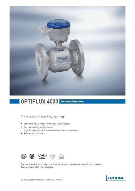 Electromagnetic flow meters - OPTIFLUX 4000 - Forbes Marshall