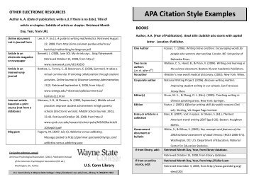 APA Citation Style Examples - Wayne State College