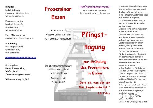 Flyer zur Pfingsttagung - Die Christengemeinschaft